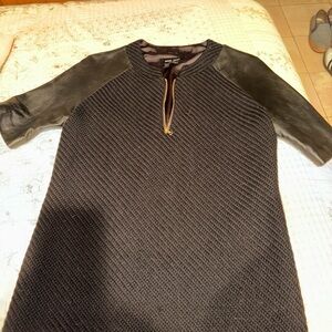 Shui Chen sweater with leather sleeves small